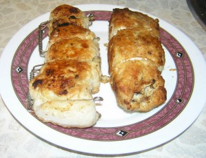 Куриный рулет с грибным омлетом