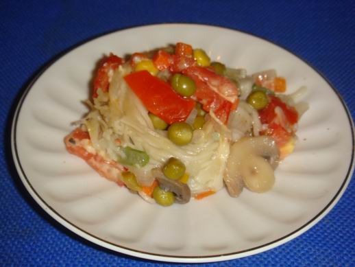 Гнёздышки с овощами и грибами