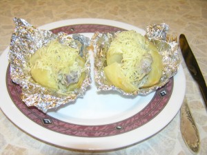 картошка печеная с грибами