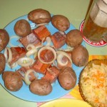 Печёная картошка с копчёной красной рыбой Печёная картошка с копчёной красной рыбой