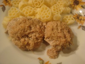 Мясные тефтели с макаронами-цветочками