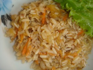 Плов с тыквой, курагой и морковью постное