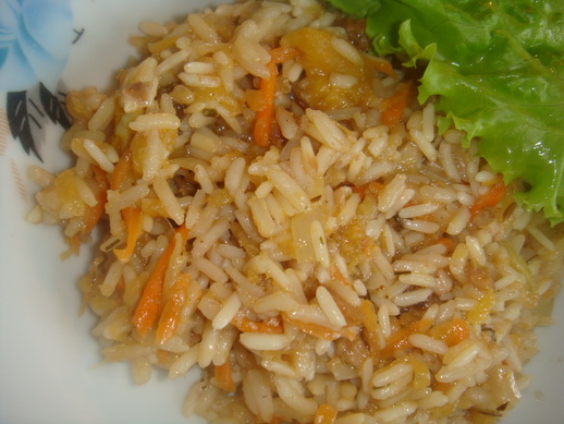 Плов из тыквы, кураги и моркови