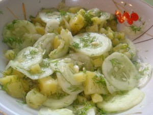 Постный Картофельный салат с огурцами