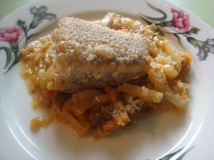 Постное блюдо Терпуг, запечённый на сковороде