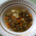 Овощной суп с зеленью и шампиньнами